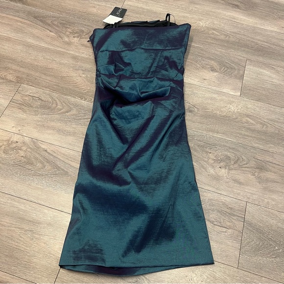Betsy & Adam Shiny Turquoise Strapless Formal Prom Cocktail Party Dress Size 10 - Picture 8 of 9